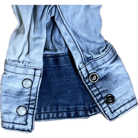 American Eagle Ombre Blue Denim Shirt Western Pearl Snap Faded Mens Large - Picture 4 of 9